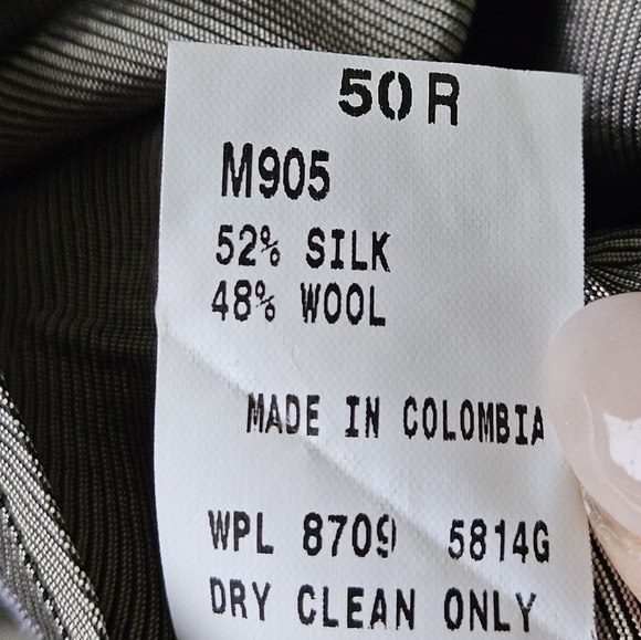 Oscar de la Renta Vintage Silk and Wool Micro Houndstooth Blazer In Gray Sz 50R - Picture 12 of 16